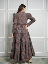 Ajrakh Block Print Co-ord Set with Shrug with Gold Detailing